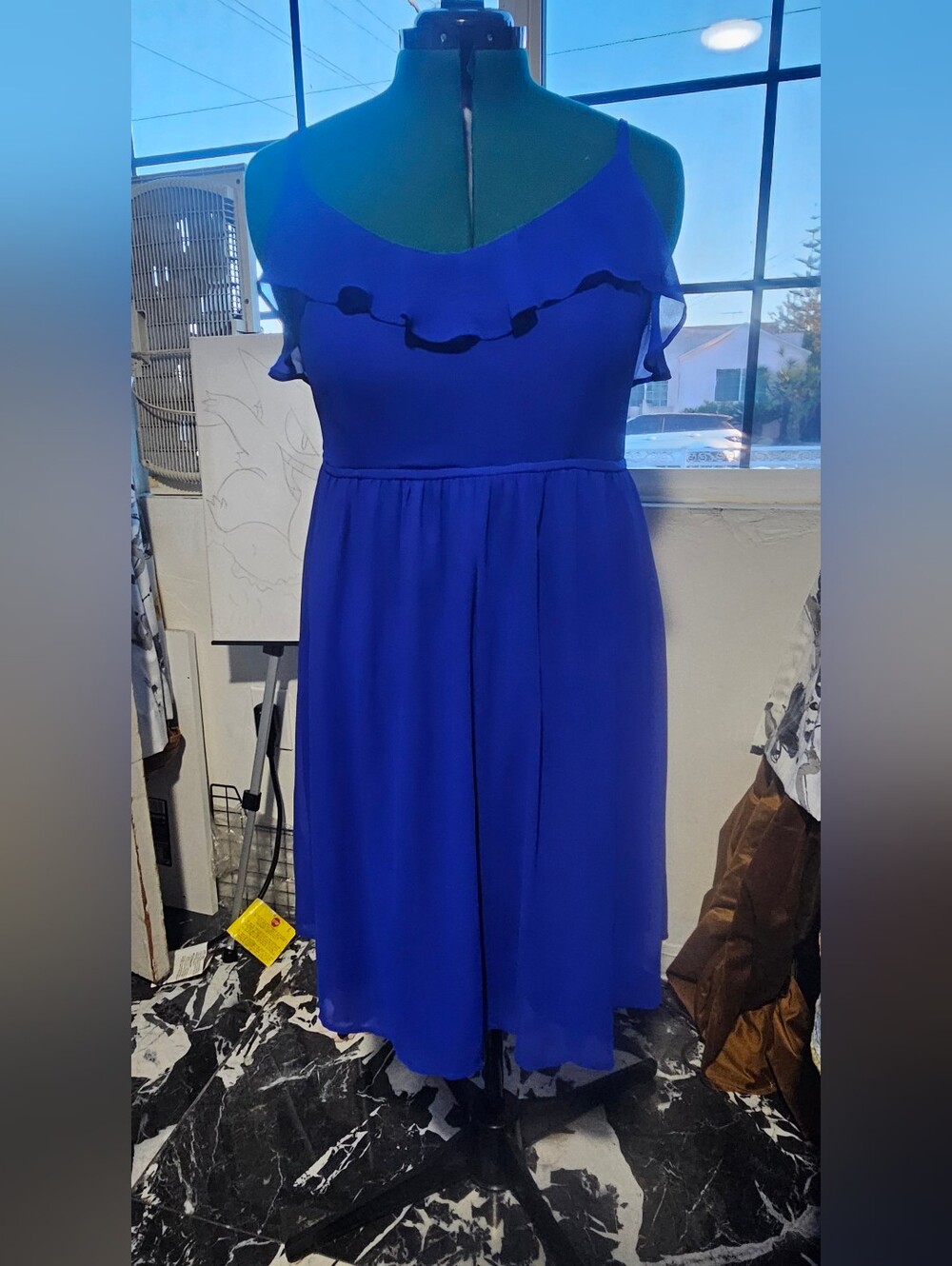 ROYAL Blue Chiffon Dress